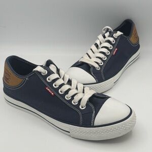 Levi’s Stan Buck Low Top Canvas Sneakers Blue Jean Navy Blue White Brown NWOT